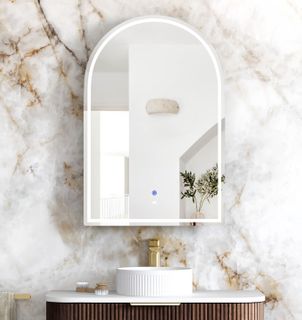 LED Archie 900x600 Sable Walnut Shaving Cabinet - Premium Edition