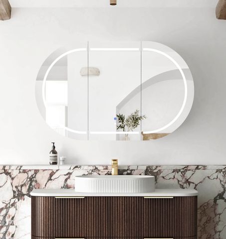 LED Bondi 1200x750 Sable Walnut Shaving Cabinet - Premium Edition