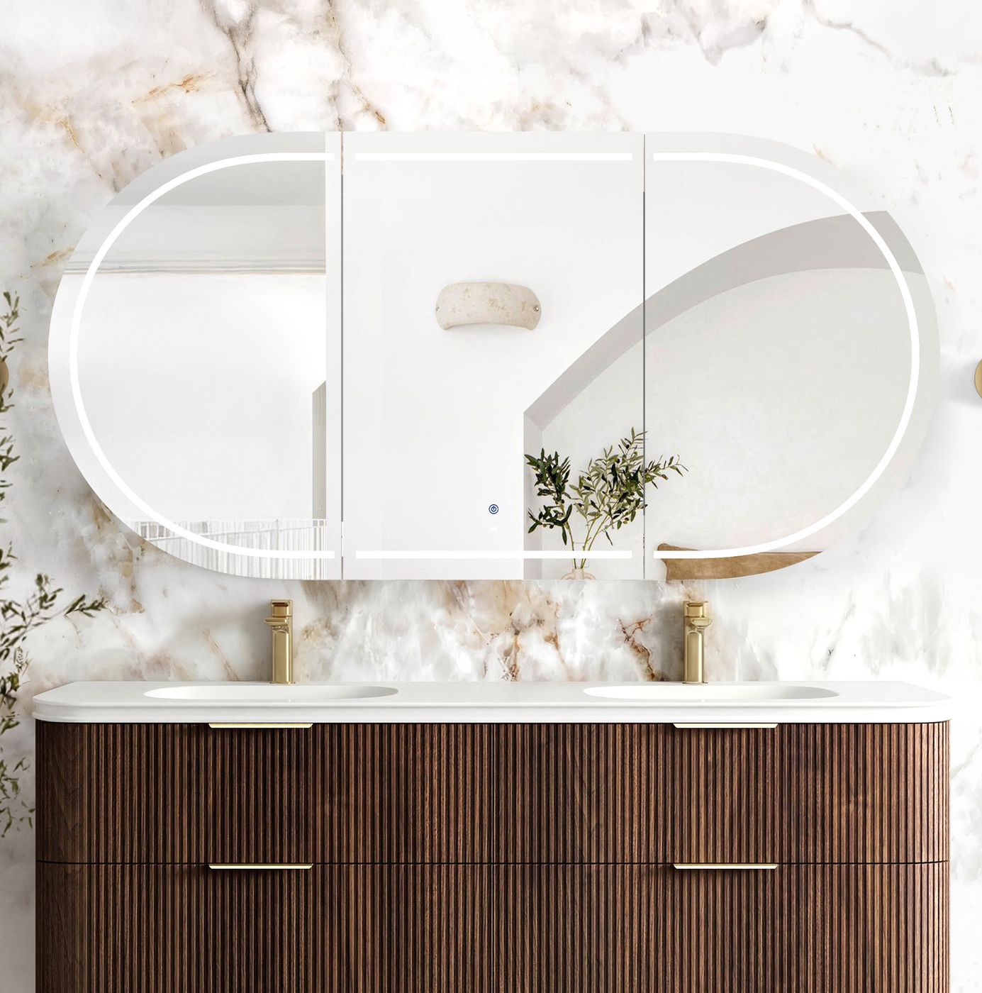 LED Bondi 1800x900 Sable Walnut Shaving Cabinet - Premium Edition