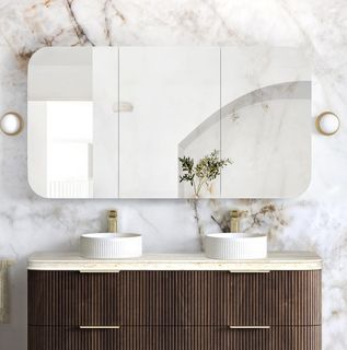 Newport 1500x750 Sable Walnut Shaving Cabinet