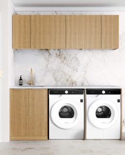 Laundry Kit 1960A Havana Fluted Woodland Oak with Natural Carrara Marble Top