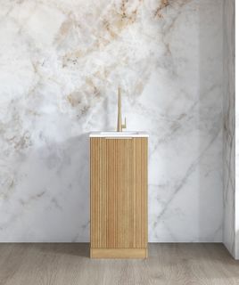 Mini Laundry 430mm Havana Fluted Woodland Oak with Pure White Top