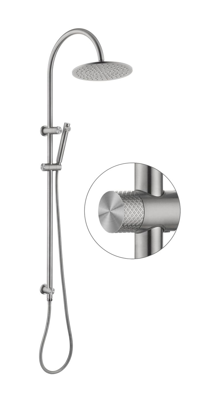 Celine Twin Shower Combo Brushed Stainless Steel