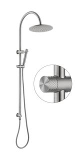 Celine Twin Shower Combo Brushed Stainless Steel