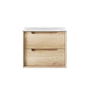 Byron 600mm Natural Oak Wall Hung Vanity with Chloe Silk Top