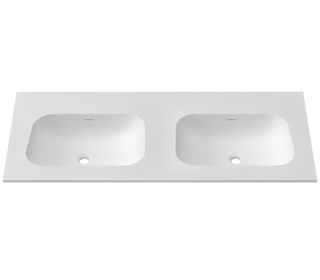 Chloe 1200x465 Silk Matte White Top with Double Basins