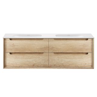 Byron 1500mm Natural Oak Wall Hung Vanity with Chloe Silk Top