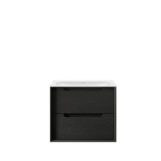 Byron 600mm Black Oak Wall Hung Vanity with Chloe Silk Top