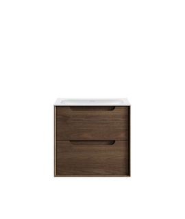Byron 600mm Sable Walnut Wall Hung Vanity with Chloe Silk Top