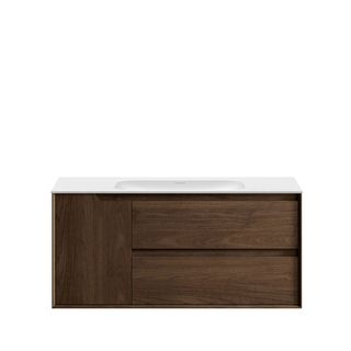 Byron 1200mm Sable Walnut Wall Hung Vanity with Chloe Silk Top