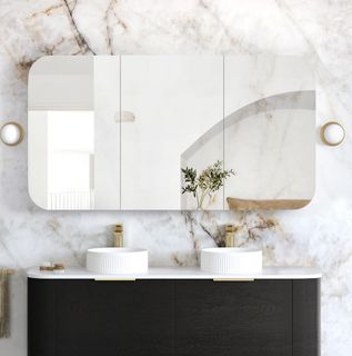 Newport 1500x750 Black Oak Shaving Cabinet
