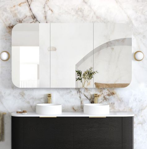 Newport 1500x750 Black Oak Shaving Cabinet