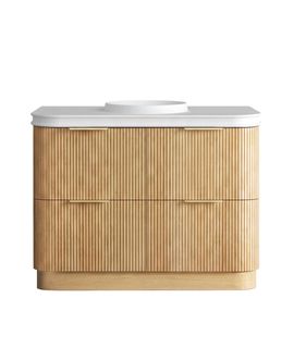Havana 1200mm Woodland Oak Fluted Floorstanding Curve Vanity with Round Basin Moulded Top