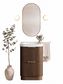 Havana 600mm Sable Walnut Fluted Floorstanding Curve Vanity with Square Basin Moulded Top