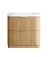 Havana 900mm Woodland Oak Fluted Floorstanding Curve Vanity with Square Basin Moulded Top