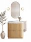 Havana 900mm Woodland Oak Fluted Floorstanding Curve Vanity with Square Basin Moulded Top