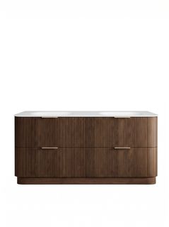 Havana 1800mm Sable Walnut Fluted Floorstanding Curve Vanity with Chloe Silk Top