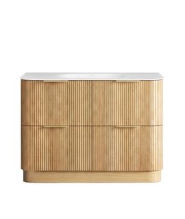 Havana 1200mm Woodland Oak Fluted Floorstanding Curve Vanity with Chloe Silk Top