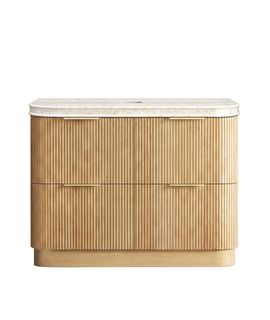 Havana 1200mm Woodland Oak Fluted Floorstanding Curve Vanity with Sand Dune Top
