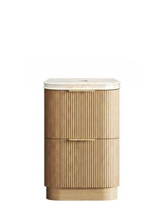 Havana 600mm Woodland Oak Fluted Floorstanding Curve Vanity with Sand Dune Top