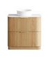 Havana 900mm Woodland Oak Fluted Floorstanding Curve Vanity with Pure White Top