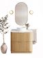 Havana 900mm Woodland Oak Fluted Floorstanding Curve Vanity with Pure White Top