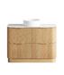 Havana 1200mm Woodland Oak Fluted Floorstanding Curve Vanity with Pure White Top