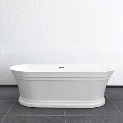 Hampton 1700x800x560 Matte White Bathtub with Overflow