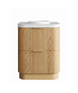 Havana 750mm Woodland Oak Fluted Floorstanding Curve Vanity with Round Basin Moulded Top