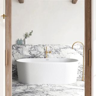 Attica Noosa Fluted 1500 Matte White Bath with Overflow
