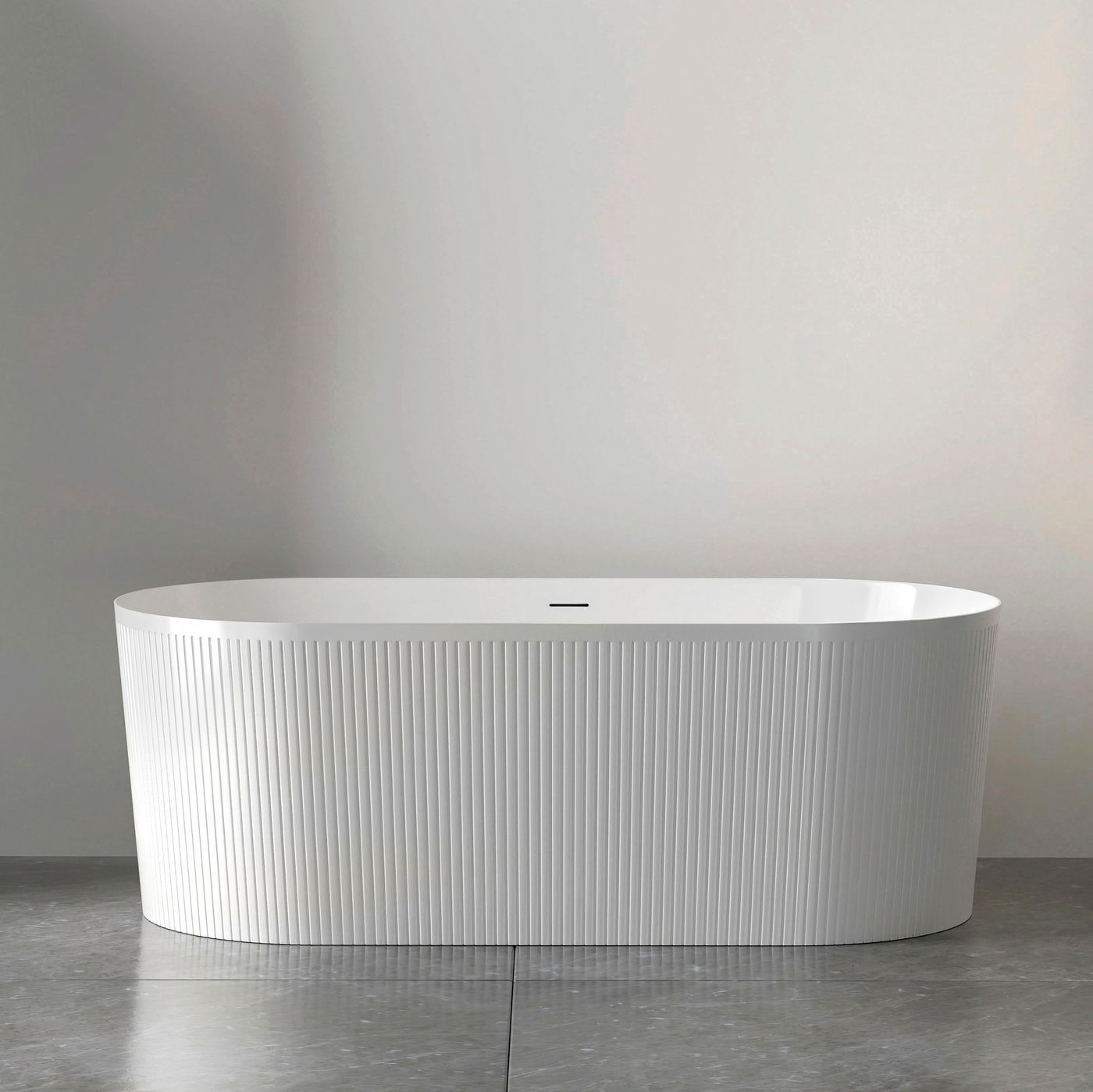Attica Noosa Fluted 1700 Gloss White Bath with Overflow