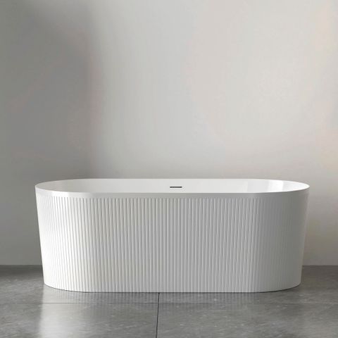 Attica Noosa Fluted 1700 Gloss White Bath with Overflow
