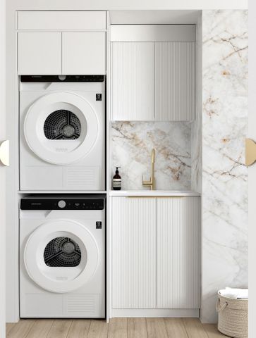 Bondi Fluted White Laundry Kit 1305x600x2100