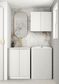 Wall and Base Cabinets Kit 650 Bondi Fluted White with Natural Carrara Marble Top with 12 O'clock Tap Hole cut out