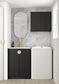 Wall and Base Cabinets Kit 650 Marlo Fluted Black with Natural Carrara Marble Top with 12 O'clock Tap Hole cut out