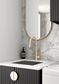 Wall and Base Cabinets Kit 650 Marlo Fluted Black with Natural Carrara Marble Top with 12 O'clock Tap Hole cut out