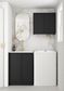 Wall and Base Cabinets Kit 650 Hampshire Black with Natural Carrara Marble Top with 12 O'clock Tap Hole cut out