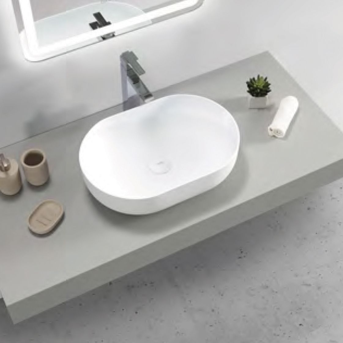 Portofino Solid Surface 500x345x135 Matte White Basin NF