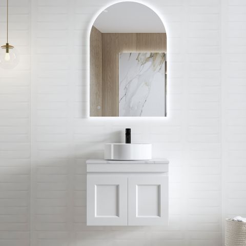 Hampton Mark II 600mm Satin White Wall Hung Vanity