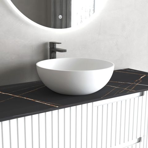 London Solid Surface 390x390x145 Matte White Basin NF