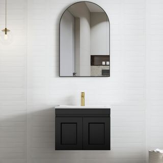 Hampton Mark II 600mm Satin Black Wall Hung Vanity with Ceramic Top