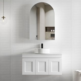 Hampton Mark II 900mm Satin White Wall Hung Cabinet Only