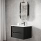 Byron 750mm Black Oak Wall Hung Vanity with Ceramic Top