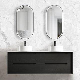 Byron 1500mm Black Oak Wall Hung Cabinet Only