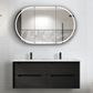 Byron 1200mm Black Oak Wall Hung Vanity with Ceramic Top Double Bowl