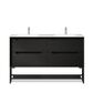 Byron 1200mm Black Oak Wall Hung Vanity with Ceramic Top Double Bowl