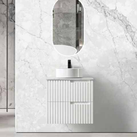Noosa 600mm Satin White Wall Hung Vanity