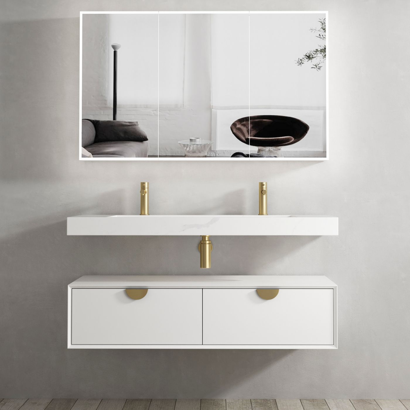 Moonlight 1200mm White Wall Hung Cabinet