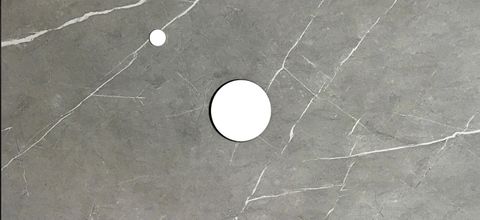 Rock Plate Stone 1200x465x15 Amani Grey - Above Counter 10 O'Clock Taphole