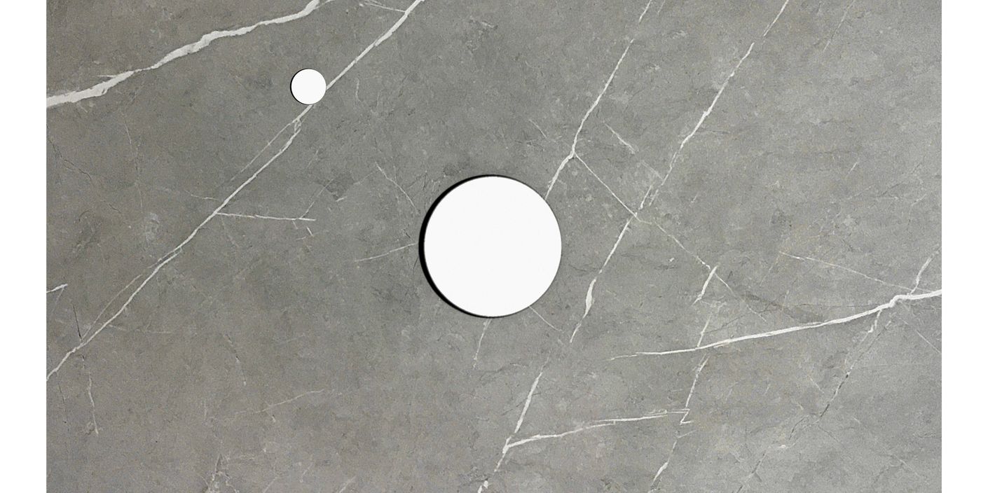 Rock Plate Stone 600x465x15 Amani Grey - Above Counter 10 O'Clock Taphole